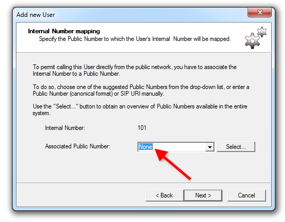 select an associated public number