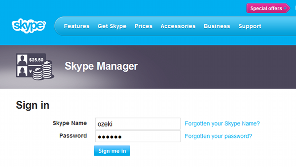 skype log in my account