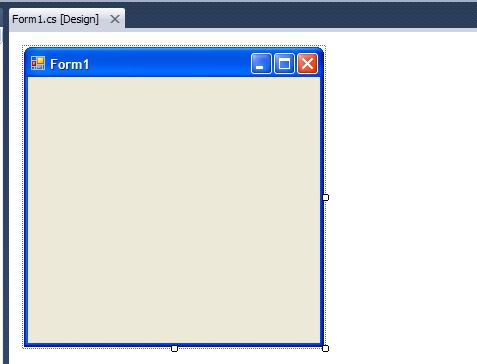 the blank form of the application on the Design panel