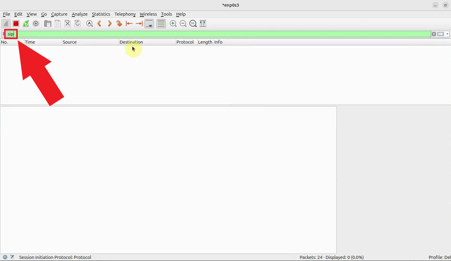 Filter for SIP packets in Wireshark