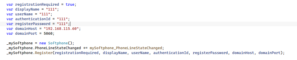 SIP registration source code