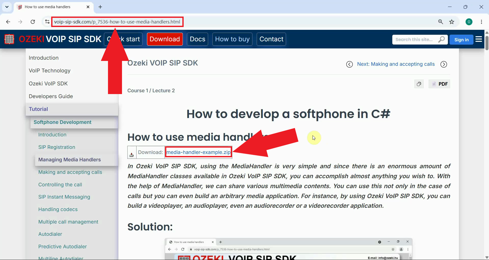 Download the media handler example