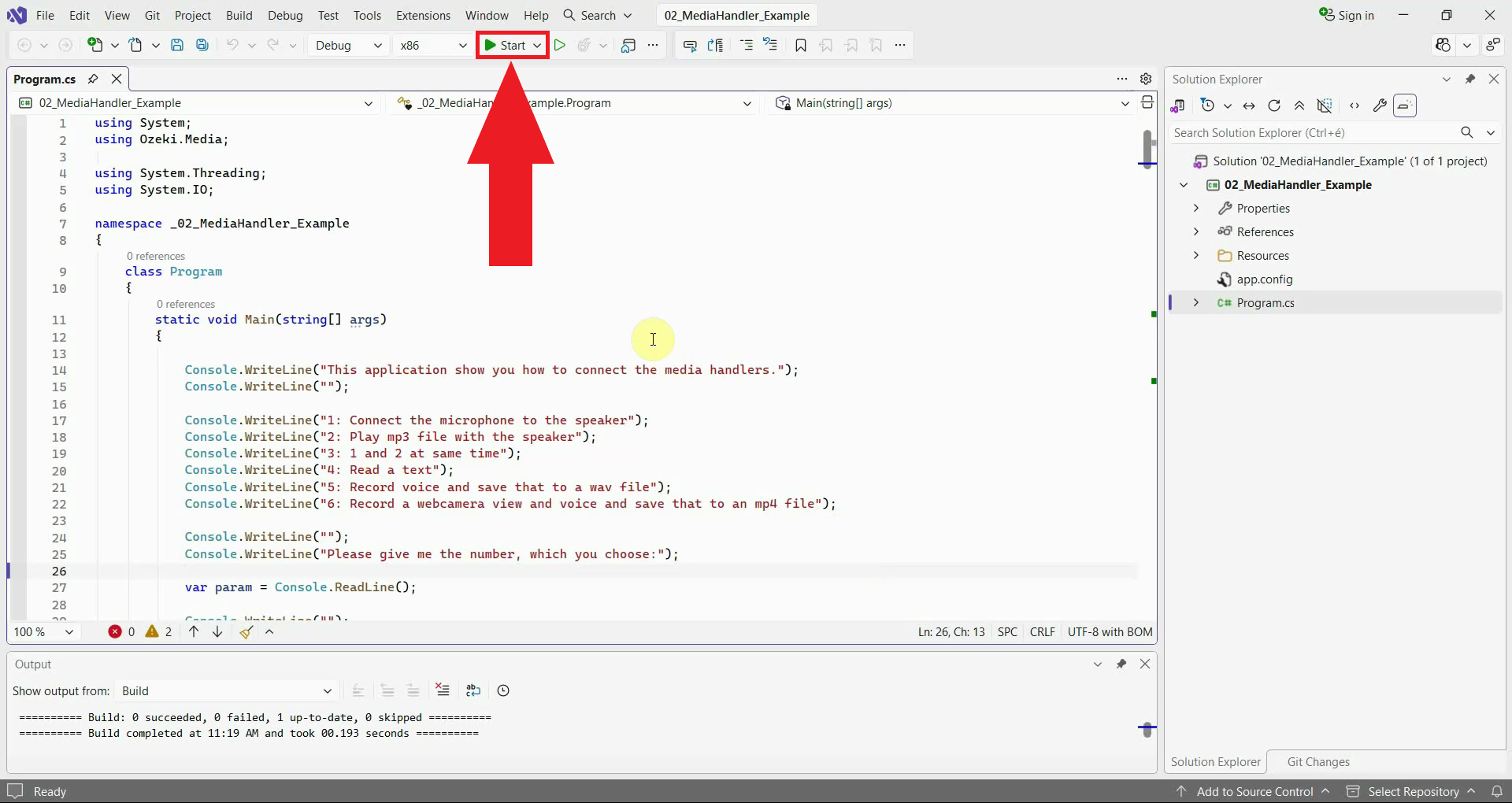 Start debugging