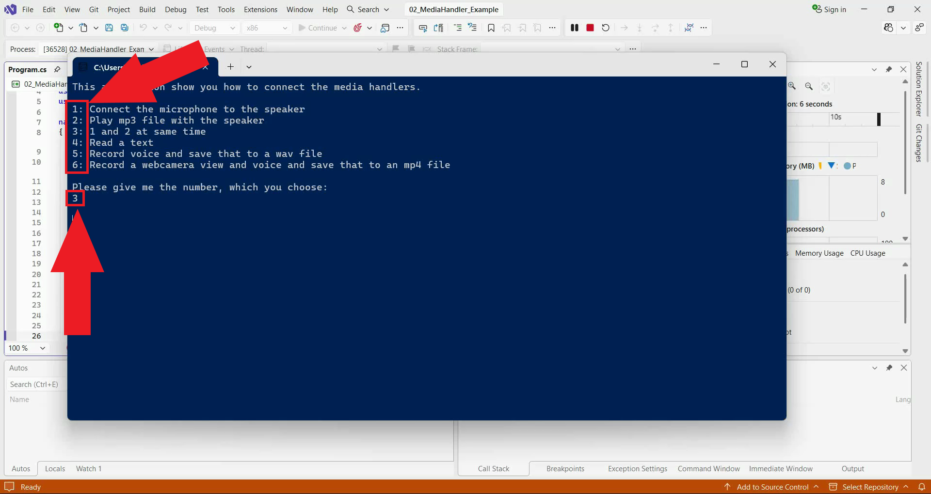 Select an option from the example list