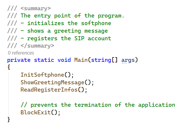 Main function source code