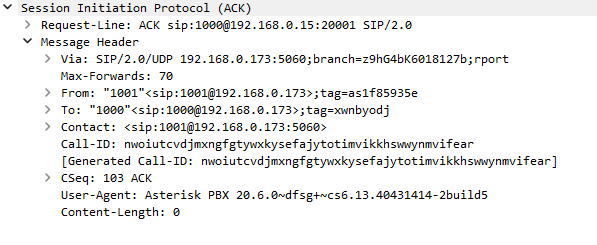 SIP Attended transfer ACK PDU