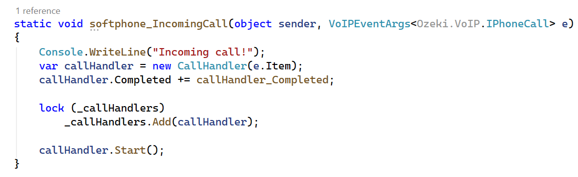softphone_IncomingCall method creating an independent CallHandler per call