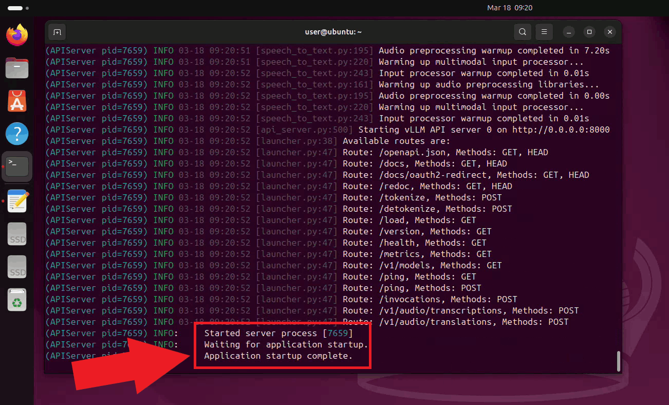 vLLM server started