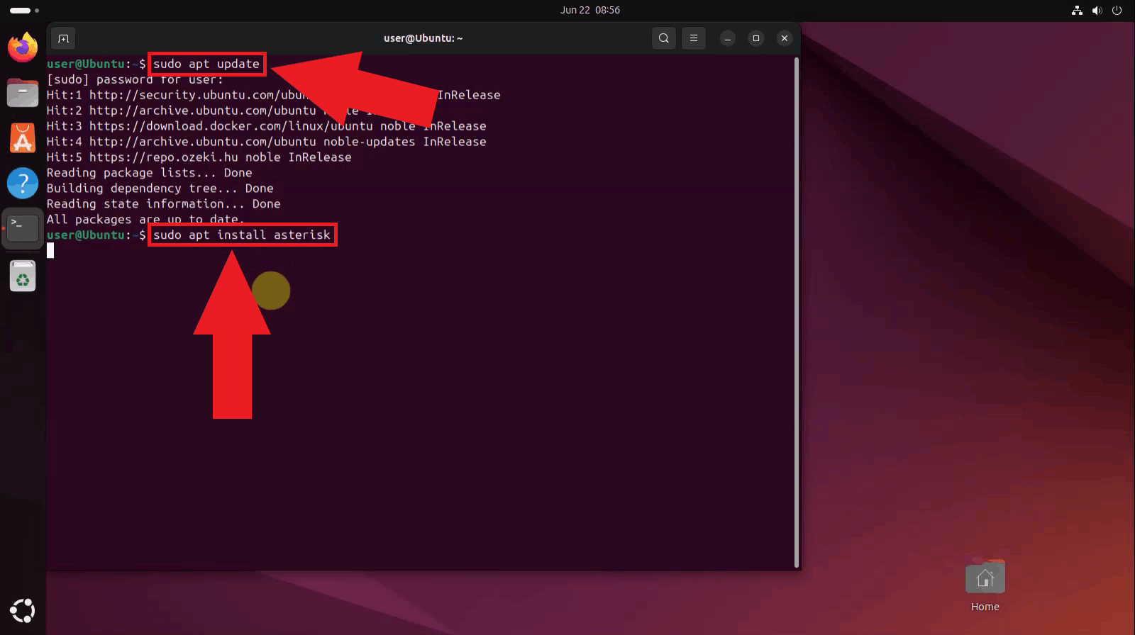 Update packages and install Asterisk