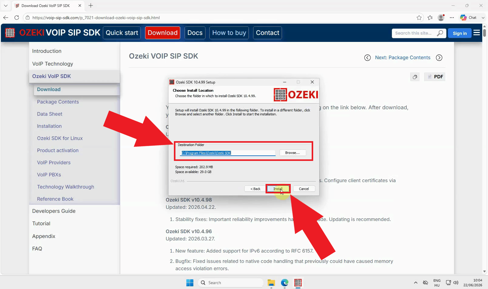 Choose SDK install location