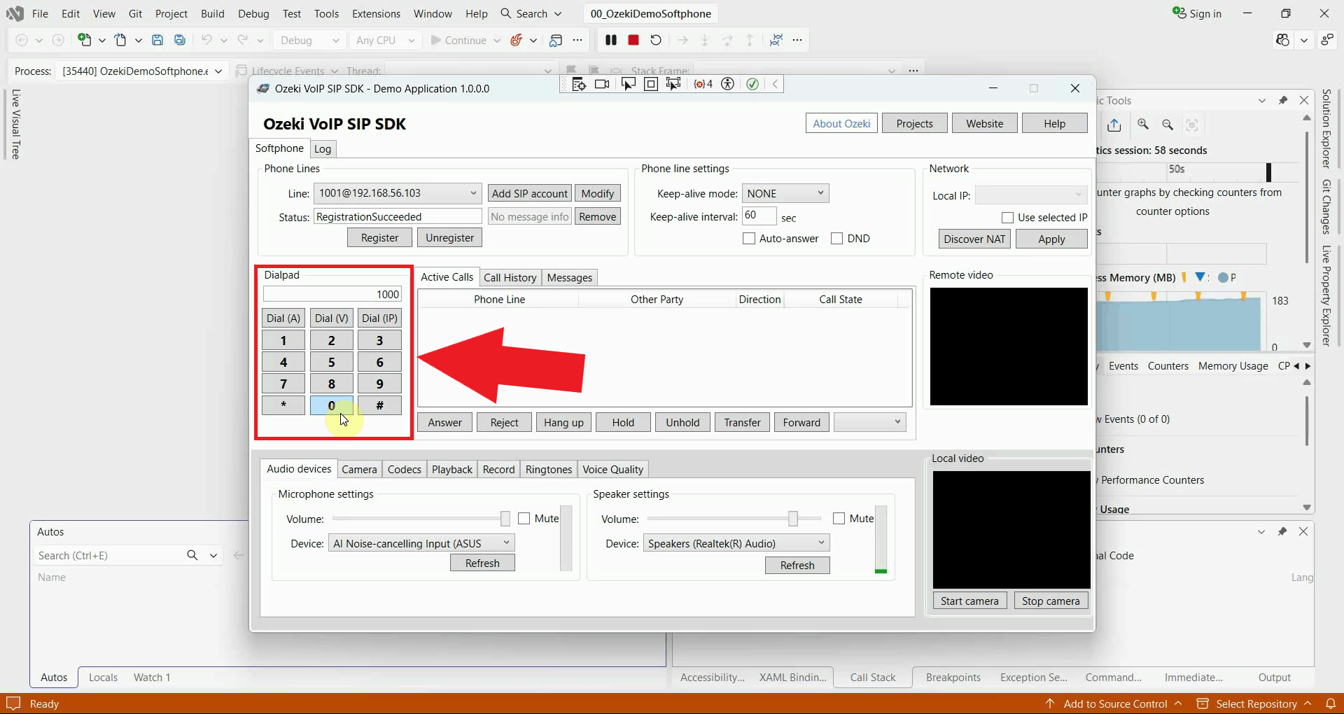 Use dialpad to dial phone line
